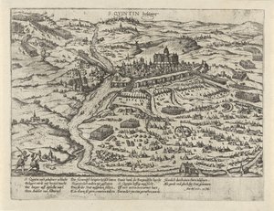 圣康坦围城战，1557 年
S.Quintin belägert（物品上的标题）
第 2 系列：荷兰大事记，1555-1558 年（系列标题） 作者 弗兰斯·霍根伯格