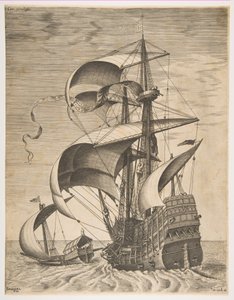 1561-65号航海系列中的三人武装，在海上航行，并配有一个厨房。