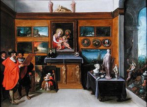 室内的绘画收藏（油画板）。 作者 弗朗斯二世（Frans II）