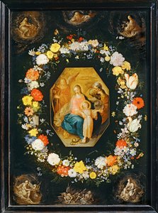 被花环环绕的圣家族... 作者 弗朗斯二世（Frans II）