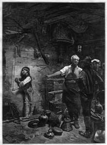 意大利作曲家乔阿奇诺（Gioachino）-罗西尼（1792-1868）在锅炉工场的肖像--根据弗朗茨-梅尔茨（1836-1896）的画作雕刻的肖像 作者 弗兰斯·梅特斯
