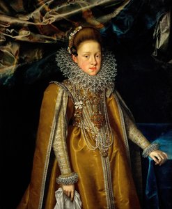 奥地利大公爵夫人玛丽亚·马达莱纳肖像1587-1631，托斯卡纳大公爵夫人，ca 1604 作者 弗朗斯·波布斯