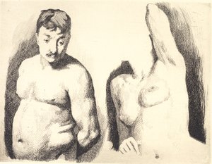 印有两幅半身裸体男女模特研究作品的样板 作者 弗兰斯·施瓦茨