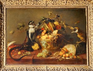 两只猴子抢水果篮... 作者 弗兰斯·斯奈德斯（Frans Snyders）