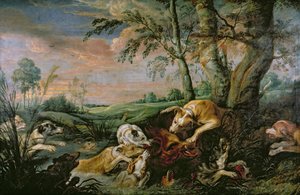 野猪狩猎 作者 Frans Snyders或Snijders