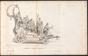 圣伦博特游行队伍中的第一辆花车，1825 年
第一辆 Prael-waegen（物品上的标题）