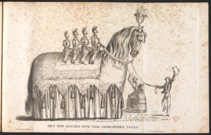 罗斯-贝亚德作为圣伦巴特游行队伍中的花车，1825 年
罗斯-贝亚德熊或四兄弟熊（标题见实物）