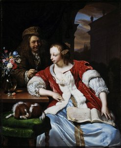被打断的歌：艺术家和他妻子的肖像，1671年。