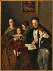 作曲家Johann Baptist Gänsbacher 1778-1844和他的家人，约1838年。 作者 弗朗茨·安东·施泰尔
