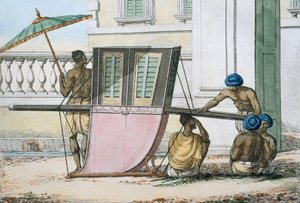 Palanquin座椅，来自&39;The Hindners的礼仪，风俗和礼服&39;，1799年（彩色蚀刻）