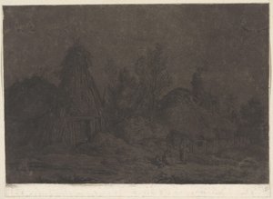 月光下小屋前的人物场景
XII Vues de la Normandie（系列标题）