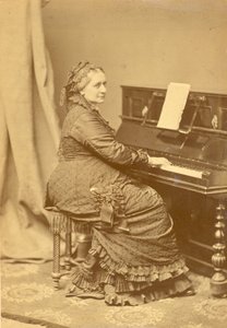 克拉拉·维克·舒曼（Clara Wieck-Schumann）的肖像，1819年至1896年在钢琴上，大约1878年。