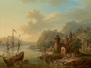 莱茵河景观 作者 弗朗兹·霍克（Franz Hochecker）