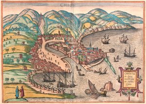 Chios or Chio, Greece (engraving 作者 弗朗兹·霍根伯格