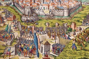 康德的军队围攻沙特尔，1568年3月，弗朗茨-霍根伯格（1535-1590）的雕刻作品，法国 作者 弗朗兹·霍根伯格