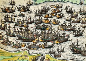 无敌舰队，弗朗茨-霍根伯格（1535-1590）的雕刻作品，西班牙
