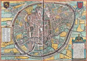 比利时布鲁塞尔 (Bruxella) 地图（蚀刻 作者 弗朗兹·霍根伯格