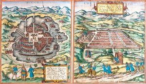 墨西哥 (Mexico) 和库斯科 (Cusco) (秘鲁) 地图（蚀刻