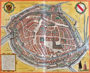 Plan de Strasbourg (Argentoratum), France (etching