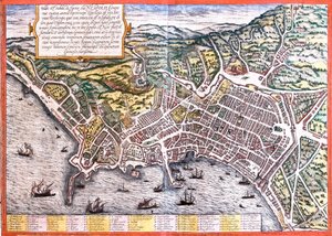 Plan of Naples (Neapolis), Italy (etching
