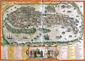 Plan of Venice (Venetia), Italy (etching