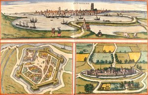 法国敦刻尔克（Duynkercke）、格雷维林（Grevelinge）和布尔堡（Borborch）的风景（蚀刻画 作者 弗朗兹·霍根伯格