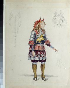 C. Pugni（1802-1870 年）为芭蕾舞剧《小驼背马》设计的服装。小驼背马弗朗茨-约瑟福维奇-诺德马克的作品，纸上铅笔和水彩画 作者 弗朗茨·约西福维奇·诺德马克