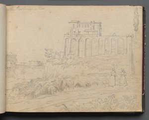 罗马及周边景观相册，景观研究，第 07a 页："罗马的 Villla Barberini"。 作者 弗朗茨·约翰·海因里希·纳多普