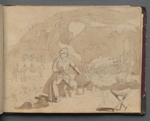 罗马及周边风景相册，风景研究，第 39a 页：风景中的人物 作者 弗朗茨·约翰·海因里希·纳多普