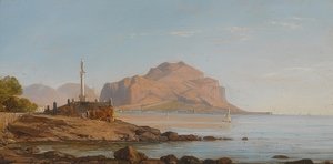 以蒙特·佩莱格里诺为视角的巴勒莫湾。 1846年