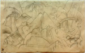 山风景与桥梁（蒂罗尔） 作者 弗朗兹·马克（Franz Marc）