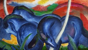弗朗茨·马克（1880-1916）的蓝色大马，布面油画 作者 弗朗兹·马克（Franz Marc）