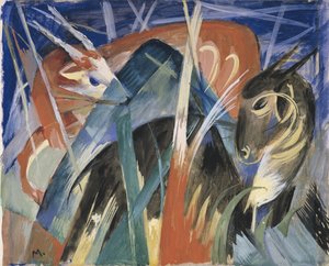 寓言动物I与动物I的构图，1913年 作者 弗朗兹·马克（Franz Marc）