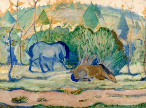 牧场中的马 作者 弗朗兹·马克（Franz Marc）
