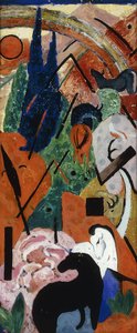 与动物和彩虹景观；动物与彩虹风景，1911年 作者 弗朗兹·马克（Franz Marc）