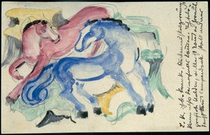 红马和蓝马 作者 弗朗兹·马克（Franz Marc）