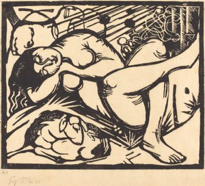 睡觉的牧羊女（睡觉的牧羊女），1912年 作者 弗朗兹·马克（Franz Marc）