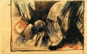 山中瀑布 作者 弗朗兹·马克（Franz Marc）