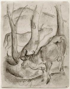两只母牛在树下 作者 弗朗兹·马克（Franz Marc）