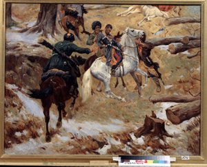 1851 年 12 月 10 日尼古拉-斯列普佐夫少将在车臣战斗中死亡（1851 年 12 月 10 日尼古拉-斯列普佐夫少将在车臣战斗中死亡） 作者 弗朗兹·鲁博（Franz Roubaud）
