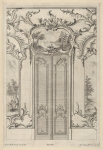 带双门的墙壁立面，来自《Wandfüllungen》，约1748-70。