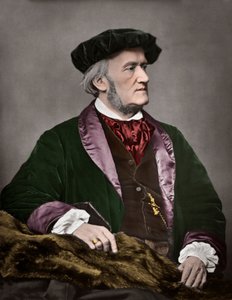Richard Wagner（1813-1883）的肖像，德国作曲家。 1871.数字着色。
