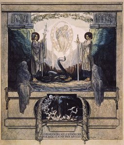 Dantes Divine Comedy，Purgatory，Canto VIII的插图：1921年24日（纸上写着） 作者 弗朗兹·冯·贝罗斯