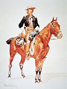 乌鸦侦察队队长S.C.罗伯逊中尉，来自1890年的水彩画（彩色平印）。