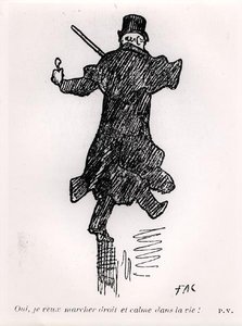 保罗-魏尔伦在他生命的最后阶段，摘自《La Plume》，约1890年（纸上笔墨）（黑白照片）。