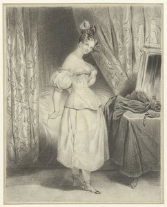 年轻女子在卧室解开紧身胸衣的扣子 作者 弗雷德里克·布肖（Frederic Bouchot）
