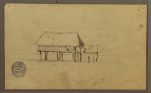 绘画，《哨所上的小屋》，厄瓜多尔瓜亚基尔，1857 年 5 月 作者 弗雷德里克·埃德温·丘奇