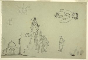 素描、建筑和人物，1868 年 作者 弗雷德里克·埃德温·丘奇