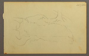 素描，树基，巨石，1844 年 作者 弗雷德里克·埃德温·丘奇