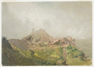 绘图，尼亚加拉美国瀑布底座，1856-1858 年 作者 弗雷德里克·埃德温·丘奇
